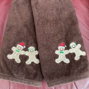 Brown Gingerbread Man HandTowel set of 2